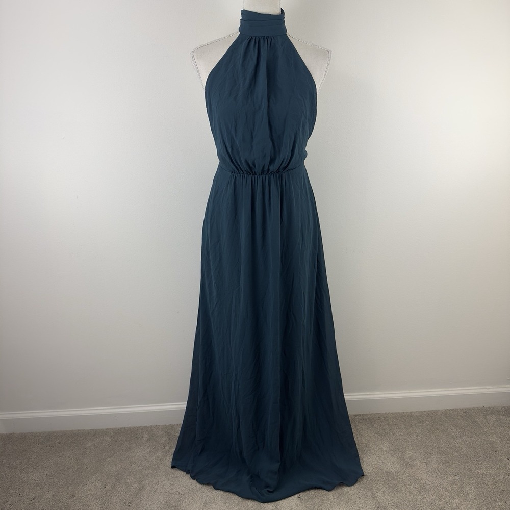 Show Me‎ Your Mumu Women's Maxi Dress Blue Halter High Neck Size M